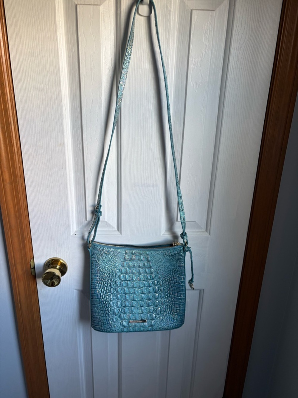 Brahmin Teal Croc-Katie Embossed Crossbody - Picture 3 of 9